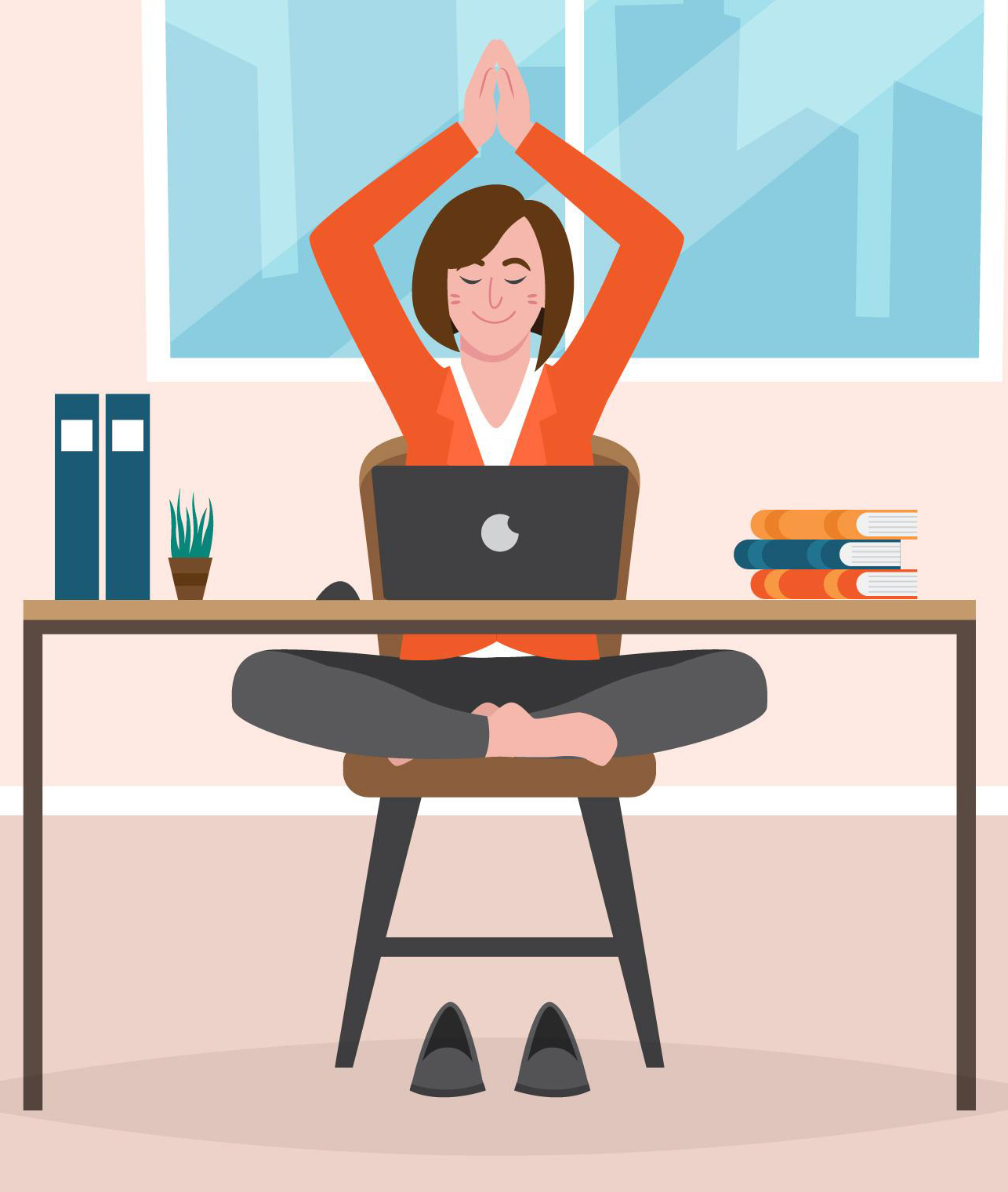 Person doing a desk reset at their desk